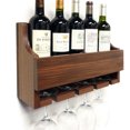 thumbnail image 1 of Rustic Natural Walnut Wine Rack and Long-stem Glass Holder - Bottle Organizer, Storage Display, or Home Decor 14, 1 of 6
