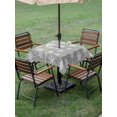 thumbnail image 3 of Outdoor Tablecloth with Umbrella Hole and Zipper, Grey Christmas Square Table Cloth 54x54 Inch Waterproof Tablecloth, Winter Xmas Snowflake Wave Picnic Table Cover for Patio Camping, 3 of 7