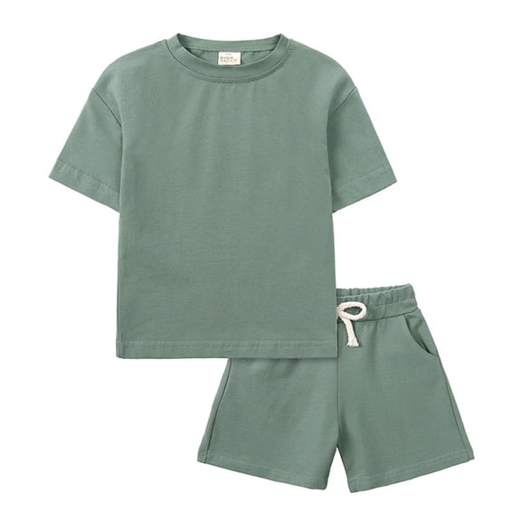 XZNPDUCQ Girls Summer Clothes 2 Piece Tie Dye Clothes for Girls T-Shirt and Shorts Set with Side Pockets 4-10 Years Dailywear Set 9-12 Months Green