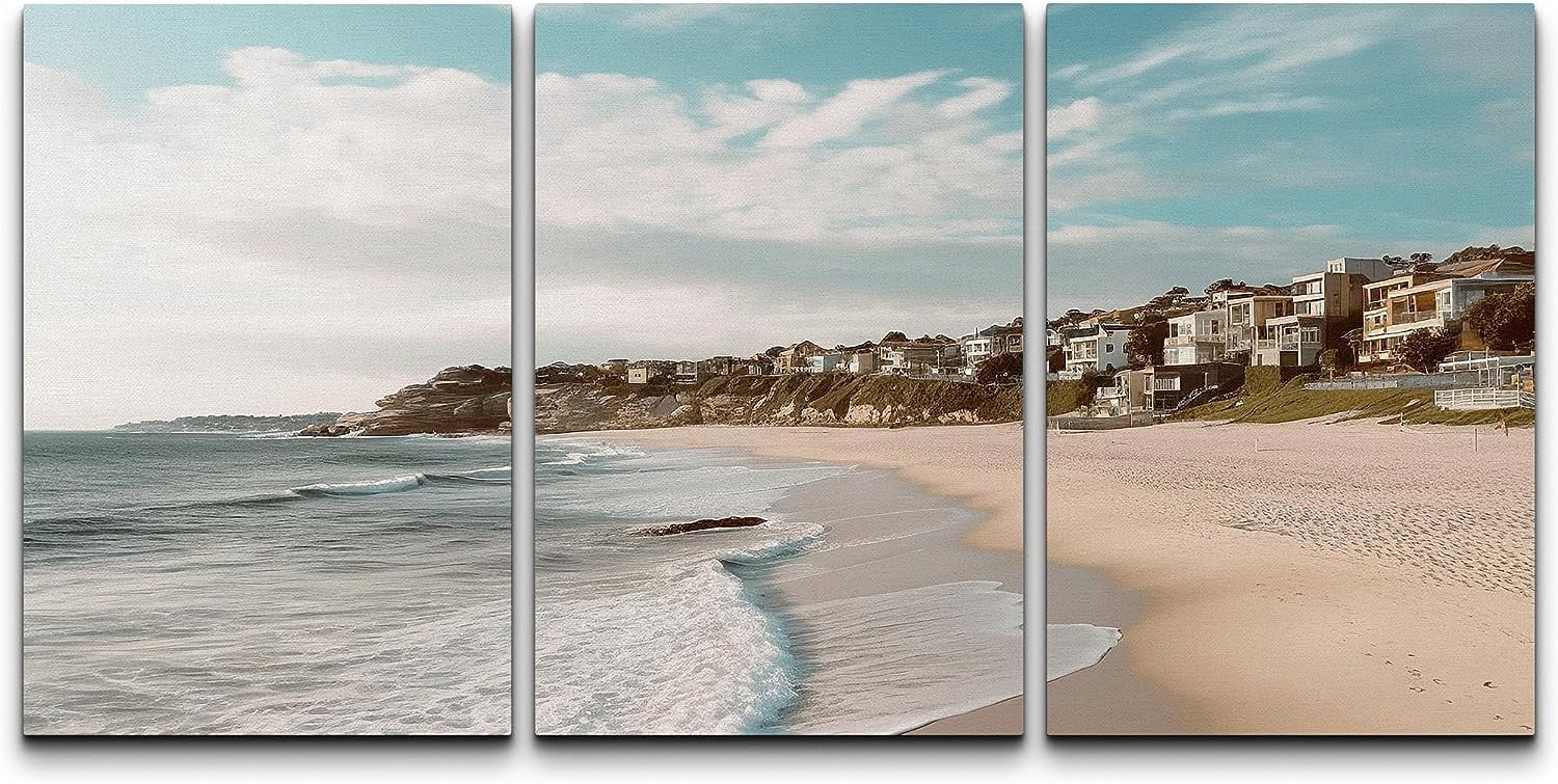 PixonSign Canvas Print Wall Art Set Beach Shore Cityscape California ...