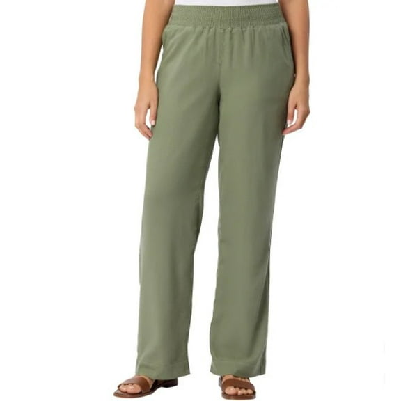 Briggs Women's Size Large (12-14) Linen Blend Pull-On Pants, Green