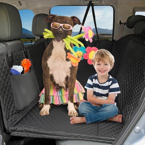 Honest Back Seat Extender for Dogs, Dog Car Seat Cover Hard Bottom 400lbs, Dog Car Seat Covers with Large Space, Waterproof Dog Hammock for Car SUV Truck, X-Large, Black