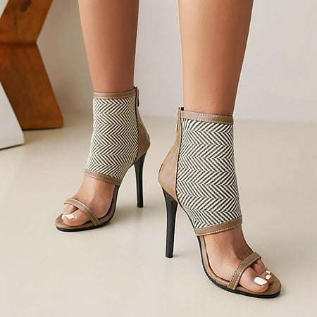

bvgfsahne 2023 New British High Top Open Toe Cool Boots Foreign Trade Large Slim High Heel Short Boot