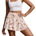 thumbnail image 2 of Xoenoiee Pink Rabbit Bunny Carrot Heart Floral Print Womens Pleated Tennis Skirts with Shorts Lightweight Golf Skorts with Pockets High Waisted Athletic Skorts, L, 2 of 6