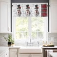 thumbnail image 3 of Christmas Snowman Kitchen Curtains and Valances Set, Red Plaid Cardinal Bird Snowflowers Wood Rod Pocket Window Valance Window Curtain Panels for Living Room Bedroom Laundry, 27.5x24in, 3 Pieces, 3 of 7