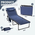 thumbnail image 3 of MRUAKA Outdoor Folding Chaise Lounge Chair, Heavy-Duty Portable Sun Lounger with 4 Adjustable Positions, Patio Beach Chair for Backyard, Poolside, Camping, Set of 2, Navy, 3 of 9