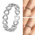 thumbnail image 2 of Open Ring Adjustable Hollow Heart Shape Finger Ring Statement Ring for Women, 2 of 10