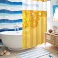 thumbnail image 5 of No Hook Shower Curtain, Yellow Golden Floral Shower Curtains for Bathroom with See Through Top Window, Spring Summer Shiny Flowers Waterproof & Washable Bath Curtain Small Stall 36"x78", 5 of 9