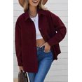 thumbnail image 1 of Women's Wine Red Corduroy Button Pocket Shirt, 1 of 14