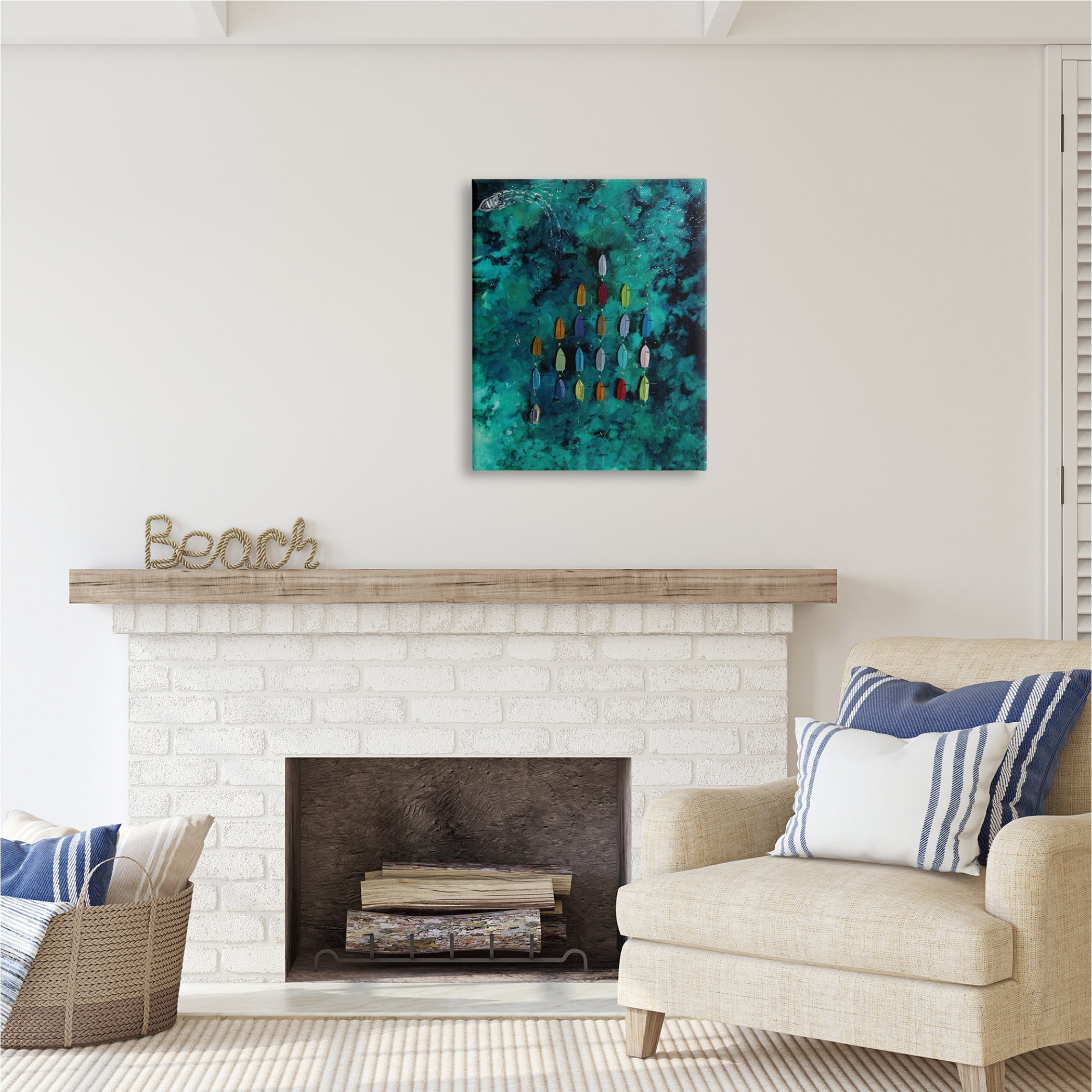Stupell Industries Harbor From Above Painting Nature Painting Gallery Wrapped Canvas Print Wall Art, 24 x 30