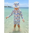thumbnail image 5 of BemeyourBBs Toddlers Baby Boys Shark 3 Piece Swimsuit Infant Boy Bathing Suit Swim Shirt Trunk Shorts Set and Sun Hat Long Sleeve Swimwear Sunsuit UPF 50+ Rash Guard, 5 of 9