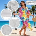 thumbnail image 6 of Xixirimido Tie-dye Print Kaftan Dress for Women, Plus Size Hawaiian Batwing Sleeve Beach Cover Up V-Neck Summer Swimsuit Dresses, 6 of 7