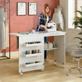 thumbnail image 2 of Costway Table Pliante d'Artisanat avec Étagères et Armoire de Rangement pour la Maison avec Roues, 2 of 8