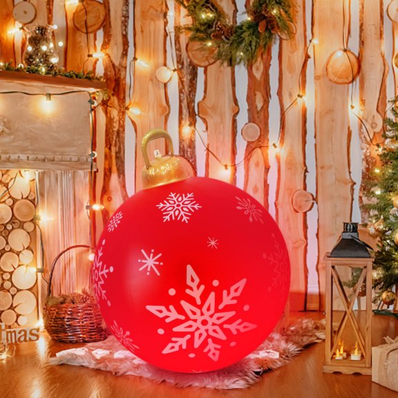 KCEHTA 24 Inch Light Up PVC Christmas Ball Outdoor Giant Christmas Ball Ornaments Christmas Decorated Ball for Holiday Yard Garden Lawn Porch Decor