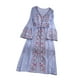 thumbnail image 4 of Vestido de mujer transpirable, estilo urbano, cómodo, estilo étnico, maxi, de algodón, informal. Azul claro, 4 of 9