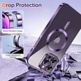 thumbnail image 5 of Dteck Magnetic Clear Case for iPhone 15 Pro, Compatible with MagSafe, Full Camera Lens Protection Luxury Plating Slim Soft TPU Shockproof Protective Cover for iPhone 15 Pro,Purple, 5 of 5