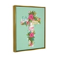 thumbnail image 3 of Stupell Industries Faith Hope Love Floral Cross Religious Painting Gold Floater Framed Art Print Wall Art, 3 of 6