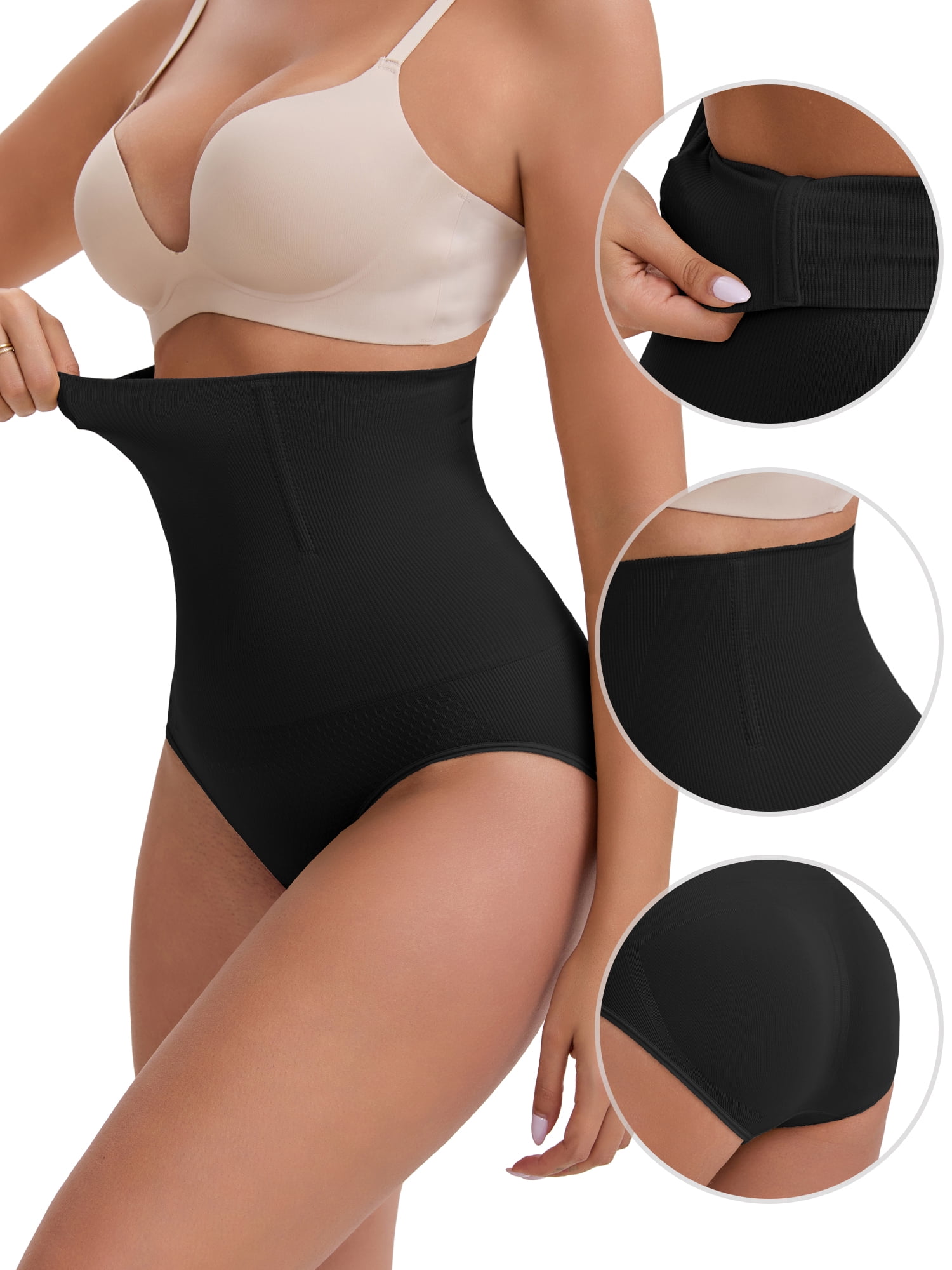DARING DIVA Women's High-Waisted Butt Lifting Briefs Postpartum Tummy Control M Black