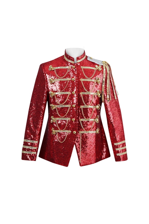Prince Charming Costume Jacket Mens Fashion Sequins Tuxedo for Men Bling Blazer Uniform Drummer Parade Outfits