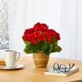 thumbnail image 4 of Nearly Natural Red 11" Geranium Artificial Plant in Ceramic Planter UV Resistant, 4 of 4