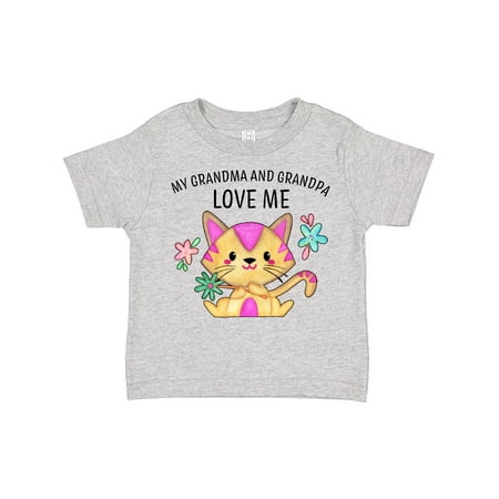 

Inktastic My Grandma and Grandpa Love Me with Cute Kitten and Flowers Gift Toddler Boy or Toddler Girl T-Shirt