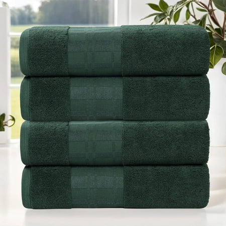 Superior Larissa Cotton Embroidered Bath Towel Set of 4, Forest Green