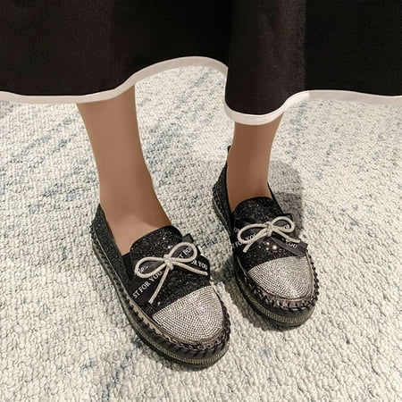 Xysaqa Flats for Women  Dress Shoes for Women Women s Shallow Cut Flat Shoes Fashion Bow Tie one Foot Pedal Shoes Wedding Shoes for Women on Clearance