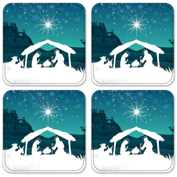 Vinyl Drink Coasters - Set of 4 - Nativity Scene