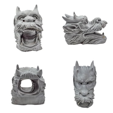 Decorative Dragon Downspout Extension Sculpture - Resin Splash Block For Flexible PVC Gutter Extensions (Stone Gray, 9.25" Long)
