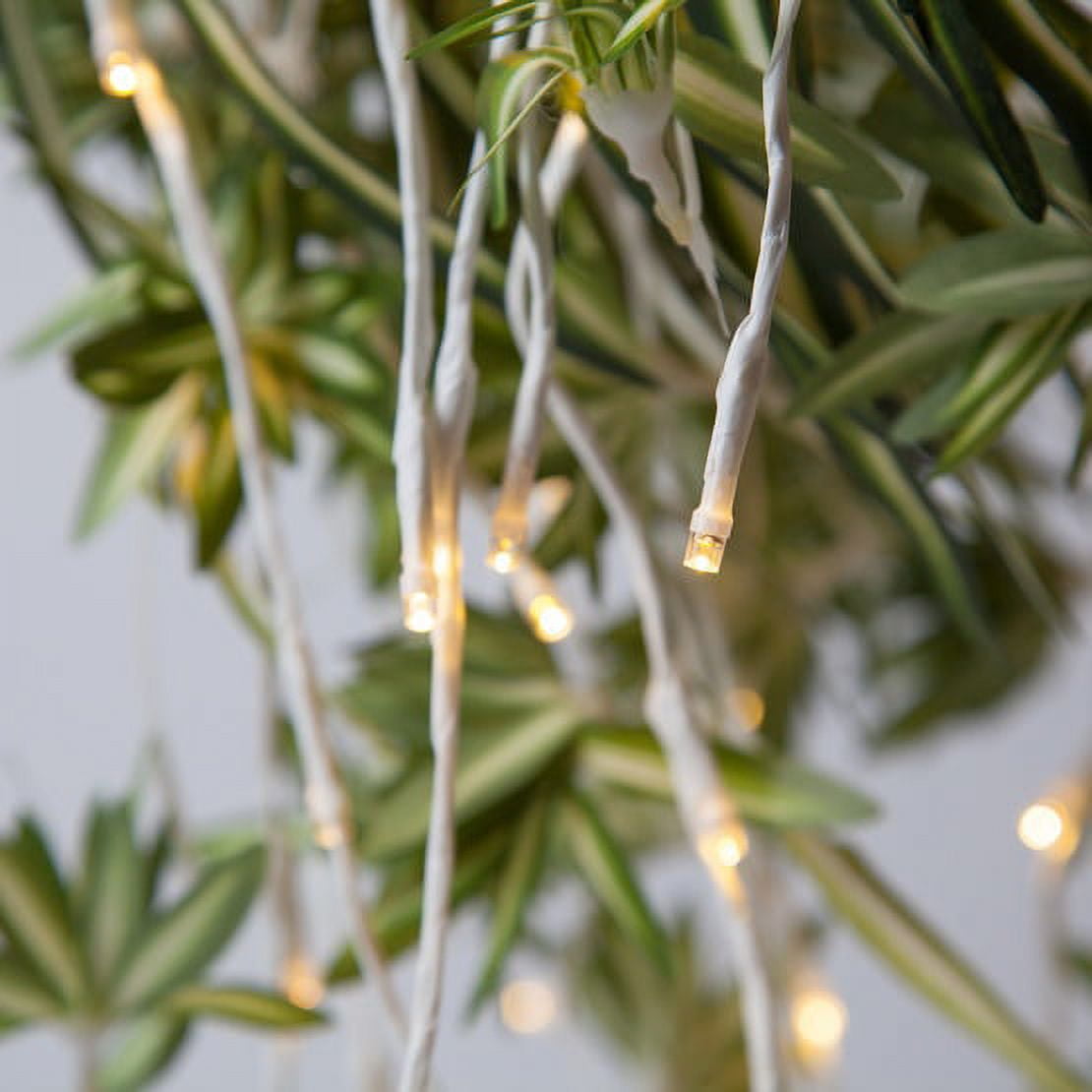 Wintergreen Lighting Falling Lighted Willow Branches, White Branches, 48in, Warm White LEDs, Steady Lights, Shapeable, Plug-In