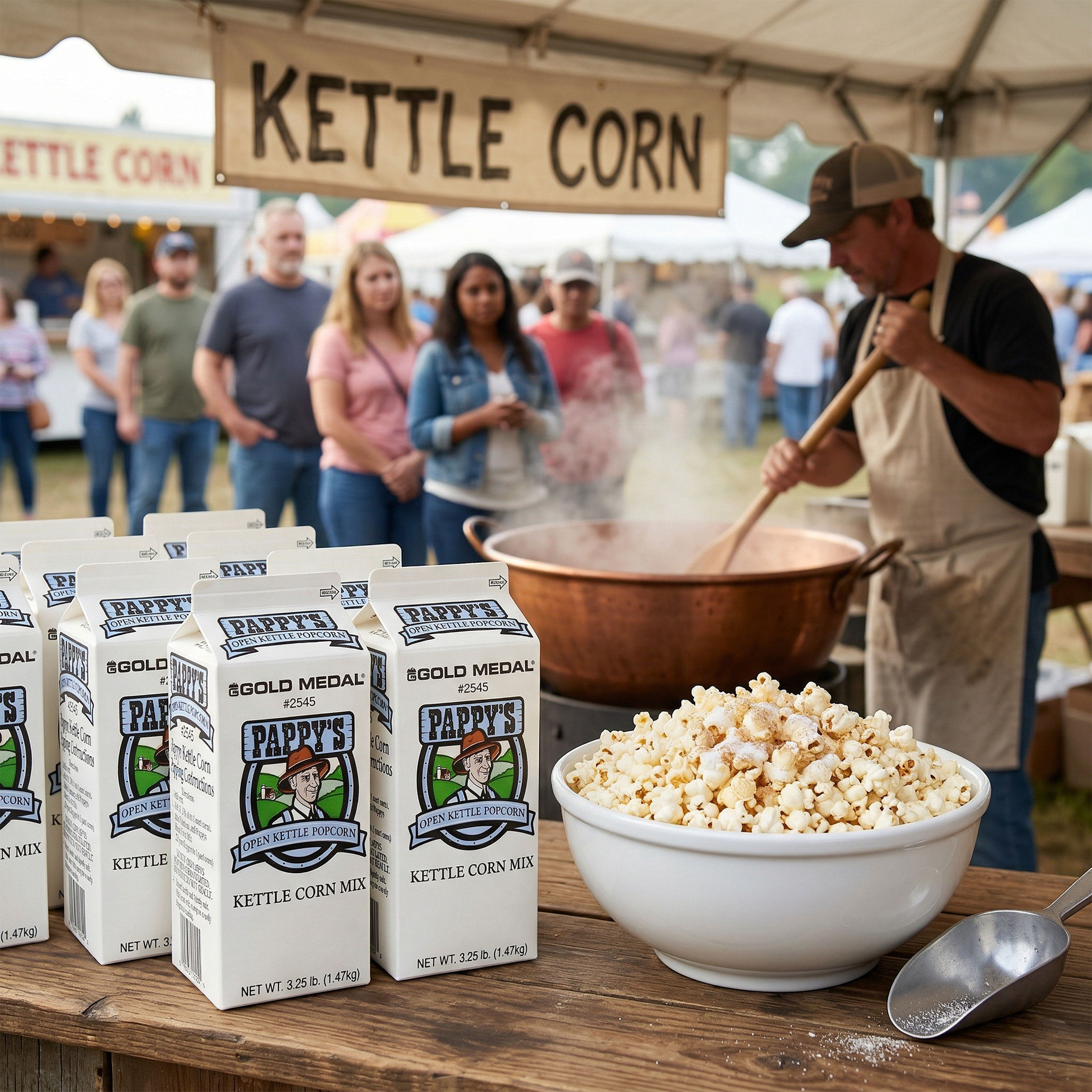 Gold Medal Pappy's Kettle Corn Popcorn Mix, 3.25 lb, 6 Count, Sweet and Salty Glaze for Any Kettle Popper