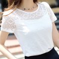 thumbnail image 1 of las mujeres blusa de encaje femme tops gasa camisa de verano blanco de manga corta blusa feminina hueco mujeres top camisa blusa más el tamaño, 1 of 3