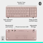 Logitech MK250 Bluetooth Wireless Mouse and Keyboard Combo: Fast & Easy Connectivity, Compact Wireless Keyboard, Ambidextrous Mouse (Rose)