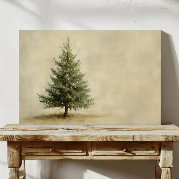 Velto Holiday Tree Canvas Wall Art Minimalist Neutral Winter Rustic Farmhouse Seasonal Decoration, SIZE 8x10 INCLUDE Pine Wood Frame 0.75-Inch