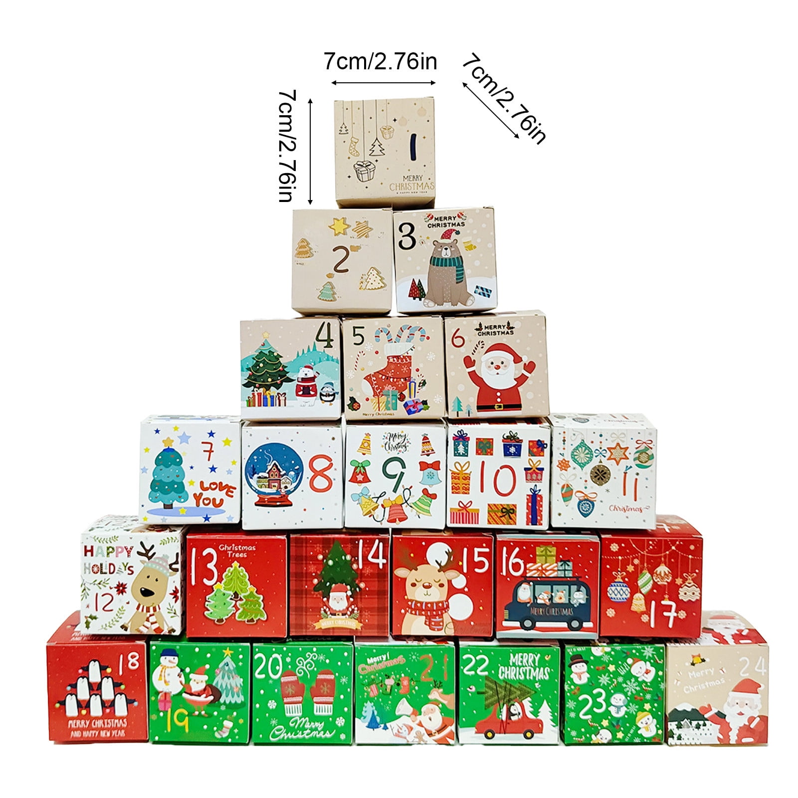 Cadorn 24 Empty Advent Calendar Boxes to Fill, Christmas Advent Calendar 24 Days Countdown Gift Christmas Gingerbread House Candies Treats Boxes for Xmas Holiday Decor(Candy Style)