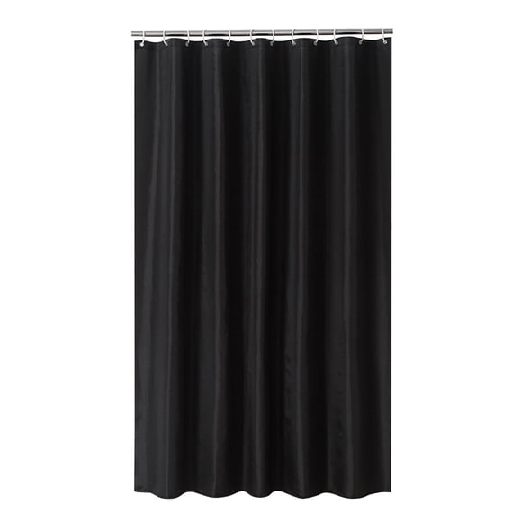 1pc Cortina de ducha de color sólido Negro Impermeable Baño Poliéster Cortina de partición a prueba de humedad con gancho (120x180cm)