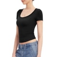 thumbnail image 5 of Women's Scoop Neck Short Sleeve T Shirt Slim Fit Sexy Tops, 5 of 6