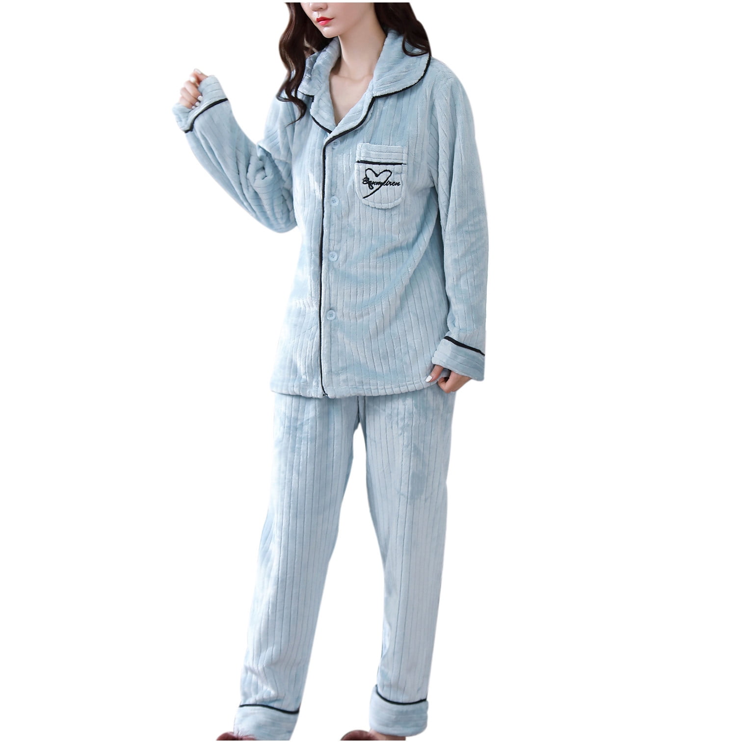 Women Fluffy Pajamas Set Fleece Pullover Pants Winter Loose Plush Lounge  Sets 2 Piece Cozy