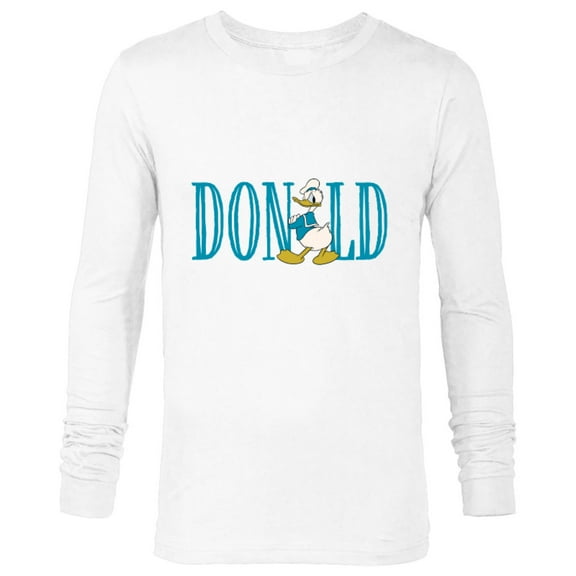 Disney Mickey and Friends Donald Duck Lettering Classic - Long Sleeve T-Shirt for Men – Customized-White