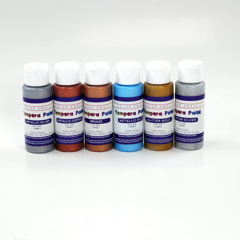 Color Swell Washable Tempera Paint Set - 2oz Bottles of 30 Colors+3 Brushes