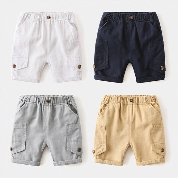 WUANDIXFA Kids Boys Athletic Basketball Shorts for 1T 2T 3T 4T 5T 6T, Soft Cotton Pull On Summer Loungewear Toddler Boy Casual Sports Outfit White,3-4 Years
