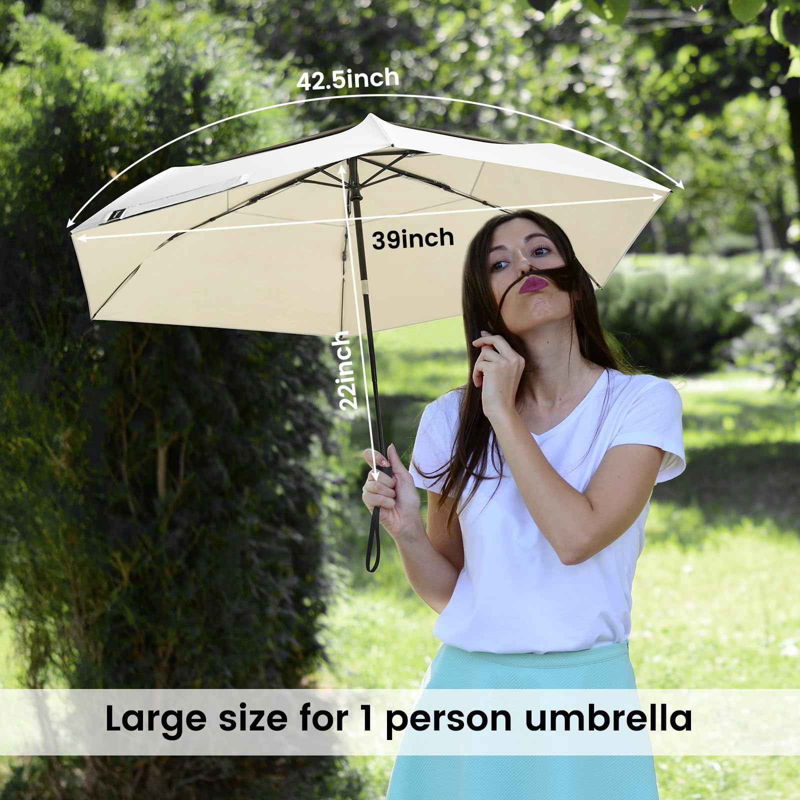 G4Free Travel Umbrella Ultralight UPF 50+ UV Protection Compact Sun Umbrella, Double Canopy Super Slim Small Portable Automatic Anti-bounce Close