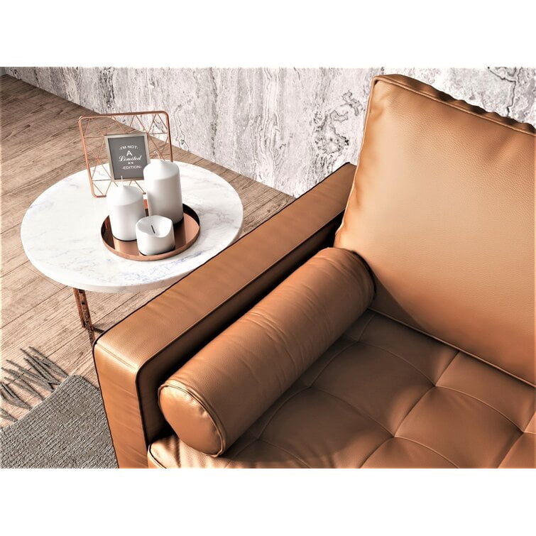 Uspridefurniture Darby 57.8'' Faux Leather Square Arm Loveseat, Brown