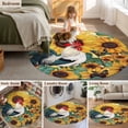 thumbnail image 5 of Round Rugs 4Ft, Sunflower Rooster Round Area Rug Washable Indoor Throw Carpet, Vintage Watercolor Summer Flower Soft Non Slip Circle Rug for Kitchen Nursery Room Home Decor Aesthetic, 5 of 8