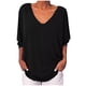 thumbnail image 1 of Tops de color sólido de manga 3/4 de murciélago con cuello en V de moda de verano para mujer Fridja  hj412, 1 of 7