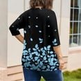 thumbnail image 6 of MLQIDK Womens Tops Plus Size 4x-5x Sexy V Neck T Shirts Floral Graphic T-Shirt 3/4 Sleeve Tunics Shirts Large Casual Tunics Blouses Cyan 3XL, 6 of 6