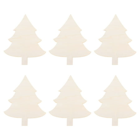 

6Pcs Wooden Christmas Tree Cutouts Simple Blank Wood Slices Xmas Party Supplies