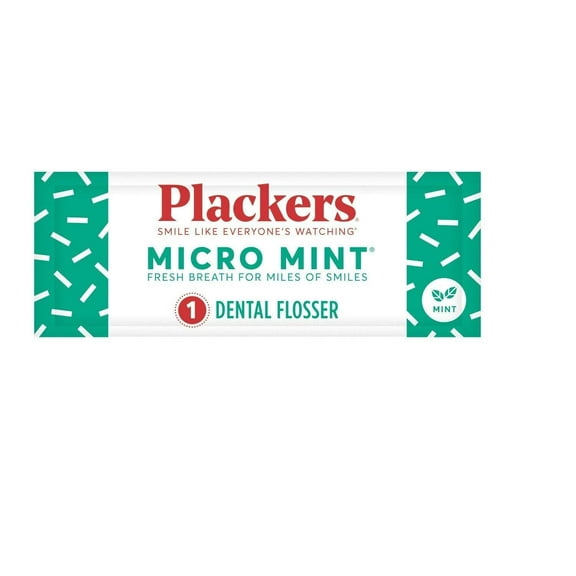 Plackers Micro Mint Dental Floss Picks, Made with Super Tuffloss, Protected Fold Away Pick, Easy to Use, Cool Mint, Green, Individually Wrapped, 500 Count