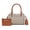 Cognac, variant on MKF Collection Adhara Satchel Bag with Pouch Bag, Vegan Leather Circular Print Shoulder Bag by Mia K