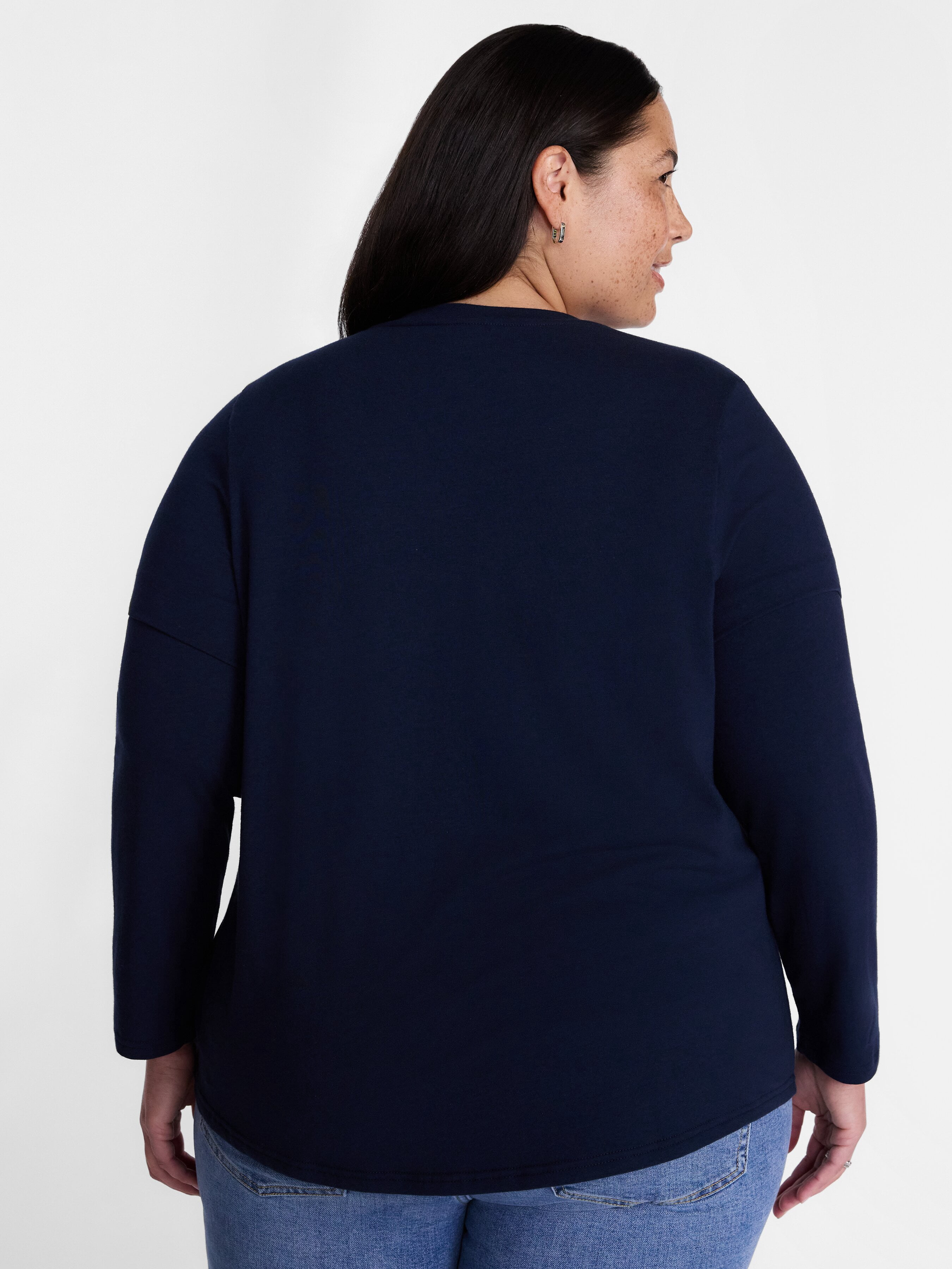 Terra & Sky Women's Plus Size V Neck Tee with Long Sleeves, Size 0X-5X